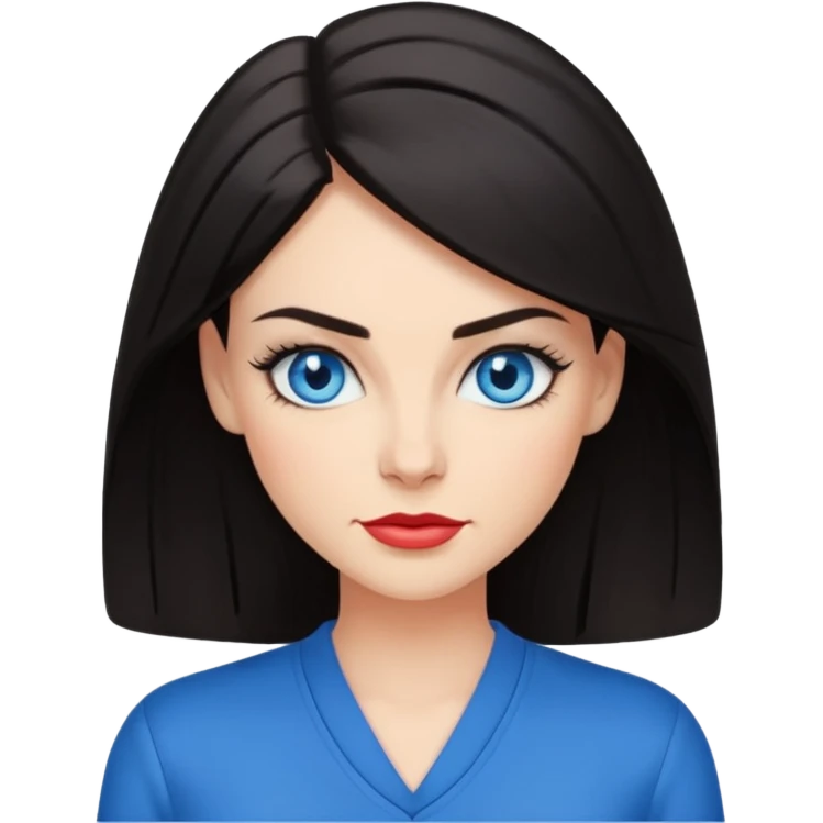 Sassy, cool and fun dark hair woman with blue eyes - raised brow + smirk emoji