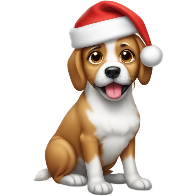 Dog wearing Santa hat emoji