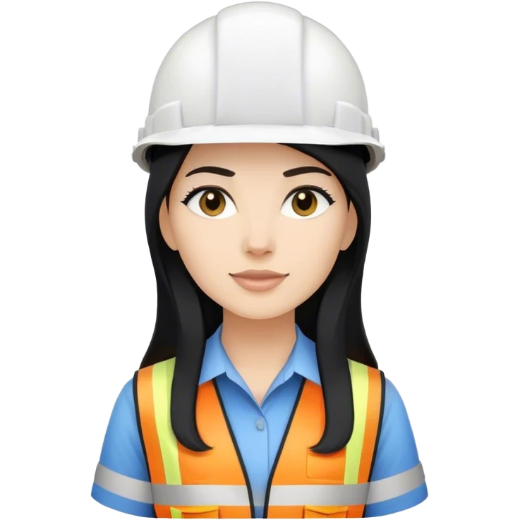 Female civil engineer with black long hair and white helmet  emoji