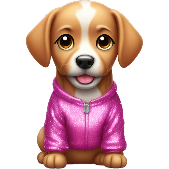 cute dog in shiny sparkly pink clothes emoji