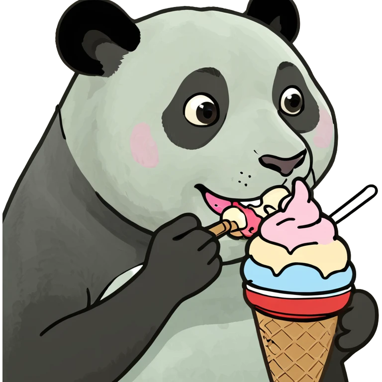 Panda eating ice cream emoji