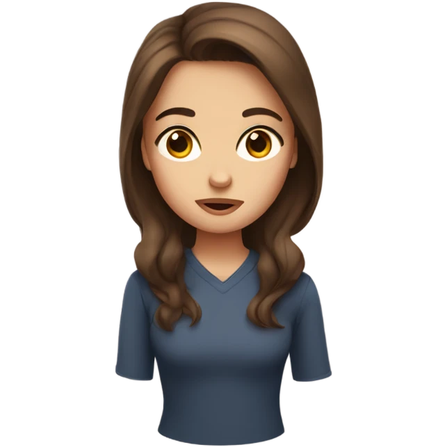 Girl with brown hair rolling her eyes emoji