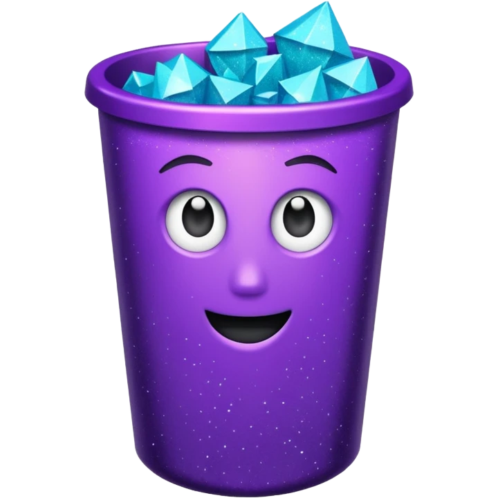 Glitter Purple and Cian  metal rubbish bin office emoji