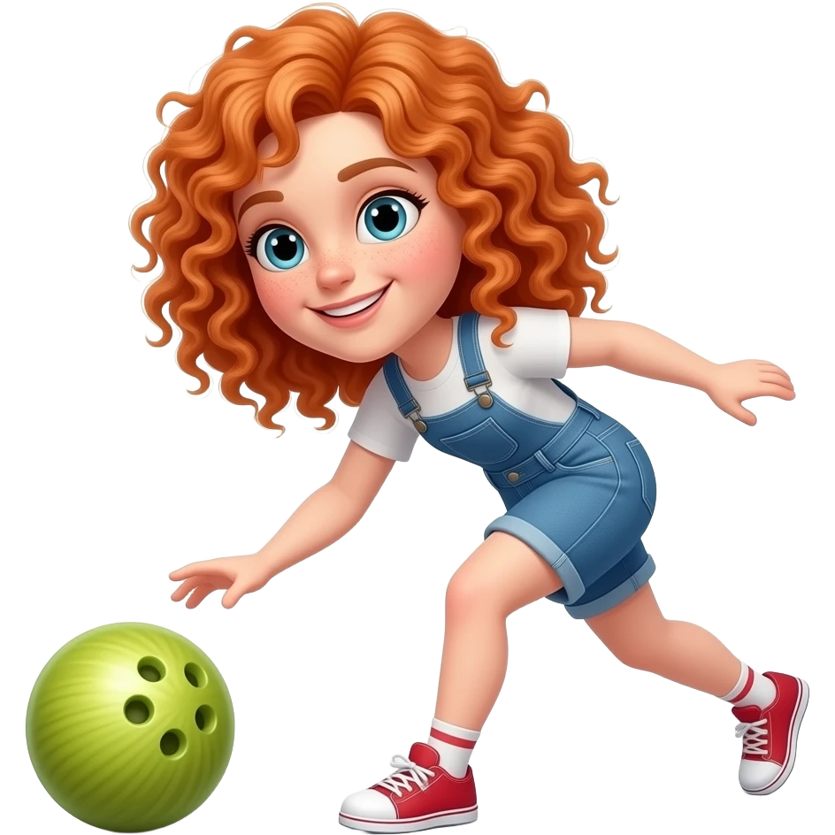 Fille rousse bouclés tâches de rousseur Bowling emoji