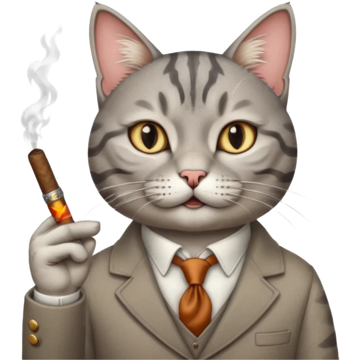 A cat with a cigar with a "classic" hand gesture. emoji