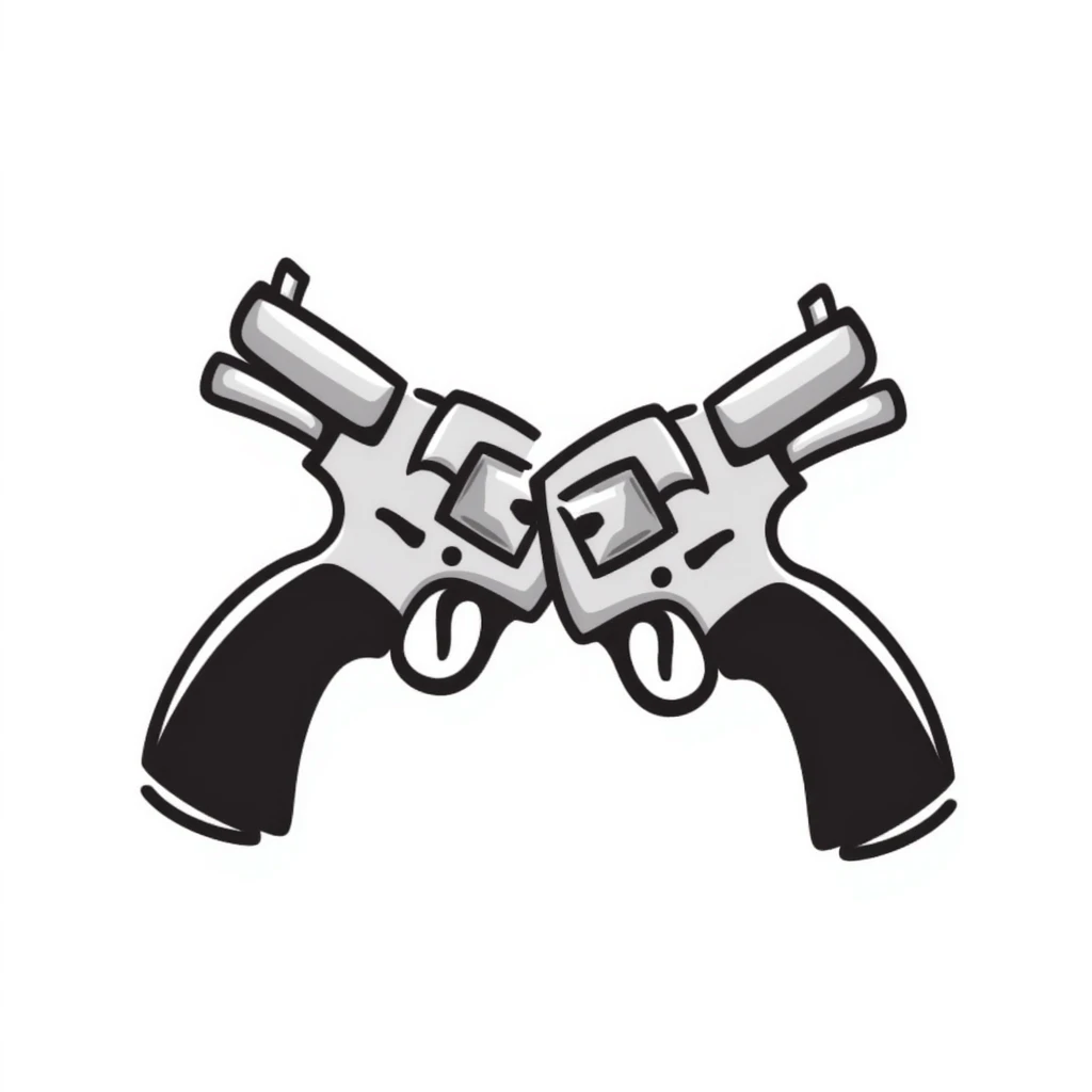 dual pistols hand drawn doodle style emoji