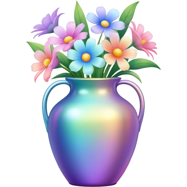 Iridescent vase with pastel flowers emoji