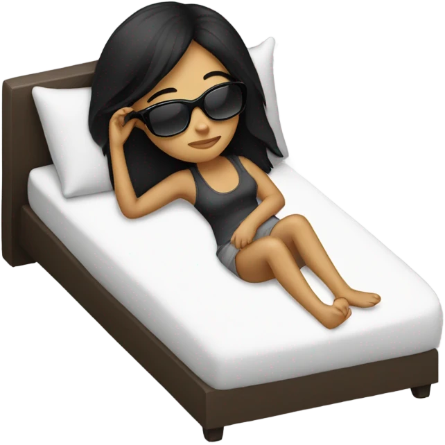 sleeping girl with sunglasses and  black hair emoji