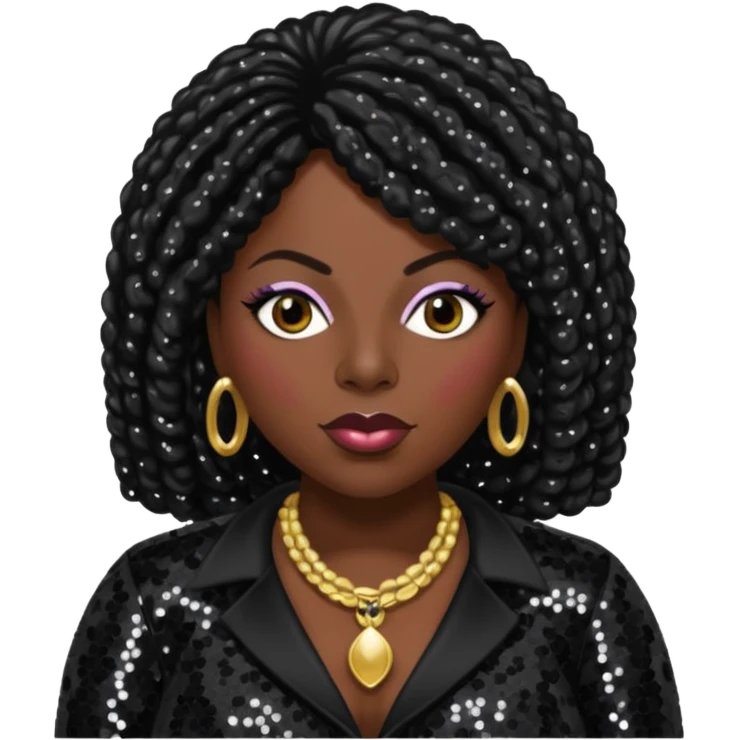Angie Stone with black sequin outfit emoji