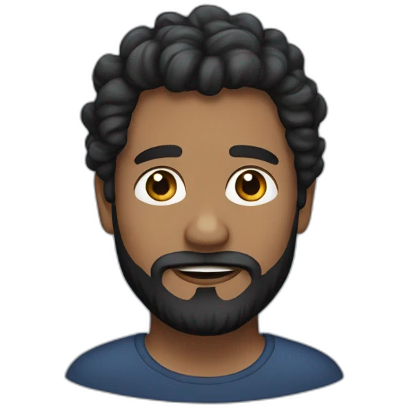 Chico con barba negra y cabello azul emoji