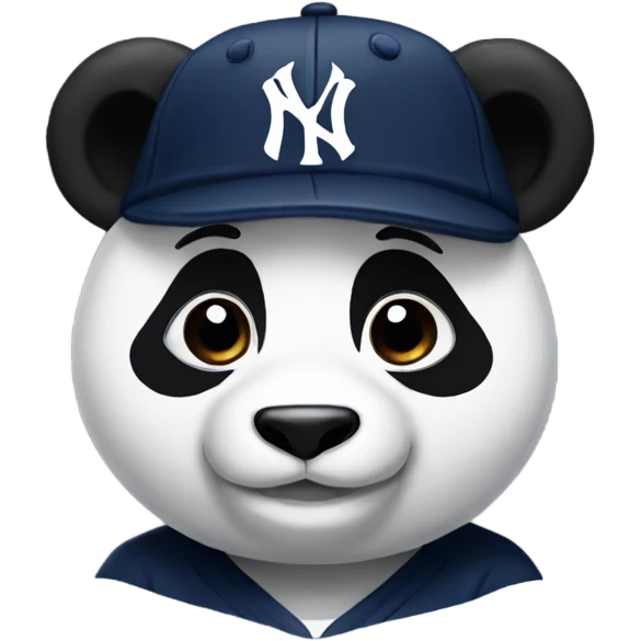 Panda with a fitted cap with New York Yankee logo emoji