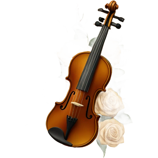 vintage violin and beige red roses emoji