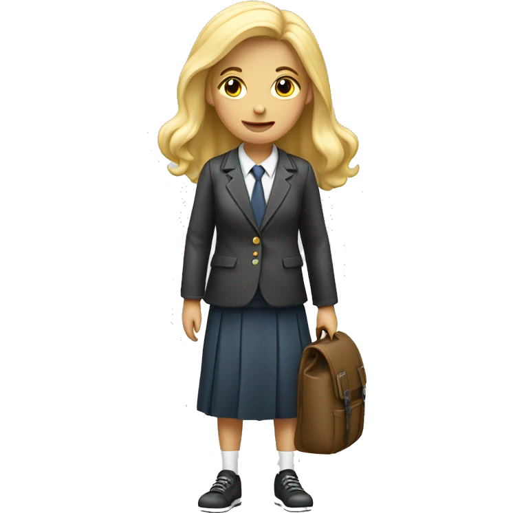 blonde schoolgirl with bag pack emoji