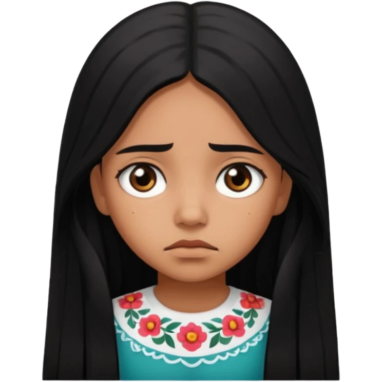Mexican girl with very sad emoji