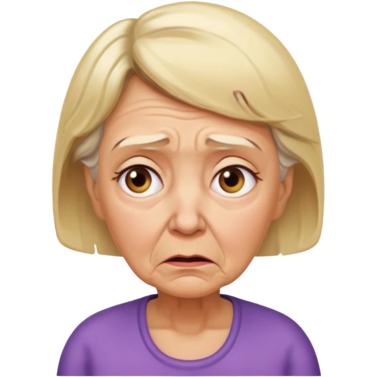 Very worried blonde grandma with a worried expression  emoji