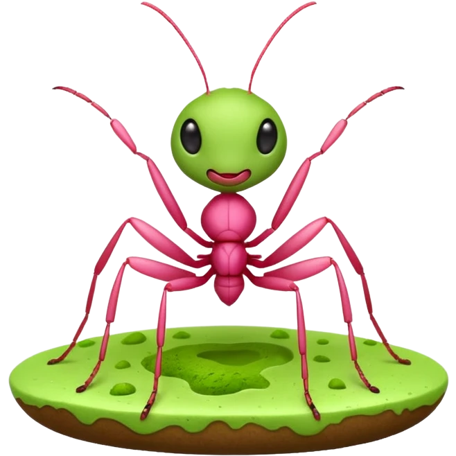 Pink ant with matcha emoji