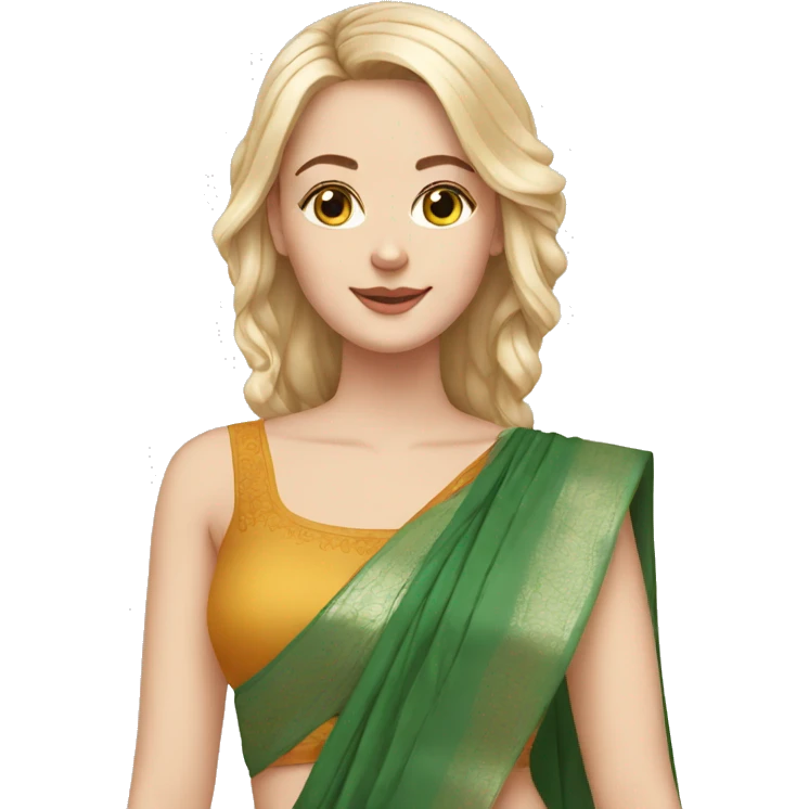 White girl with saree emoji