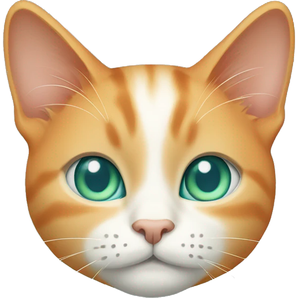 light orange cat with blue/teal collar and light muted green eyes  emoji