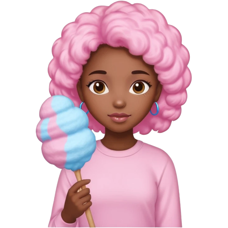 cotton candy holding black girl kid emoji