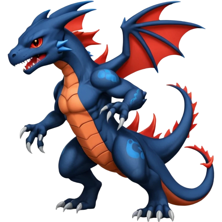 Black and Blue Venom-Stitch-Charizard-Zekrom-Salandit-Sneasel-fusion, full body, with red eyes  emoji