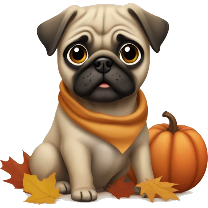 Pug puppy in Autumn  emoji