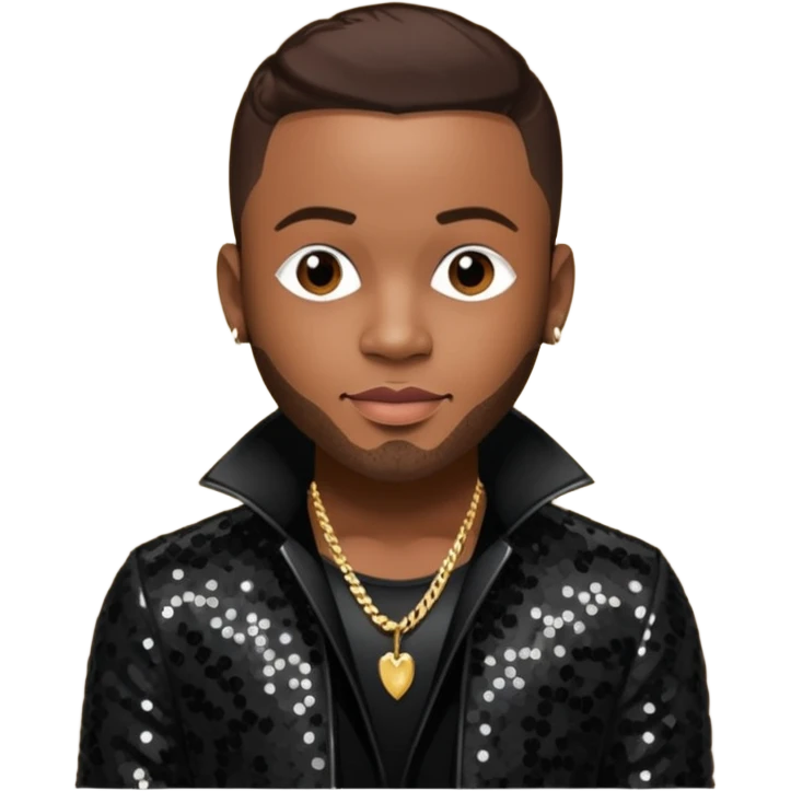 Pleasure P, R&B Singer from Pretty Ricky with dark brown hair, black sequin outfit emoji