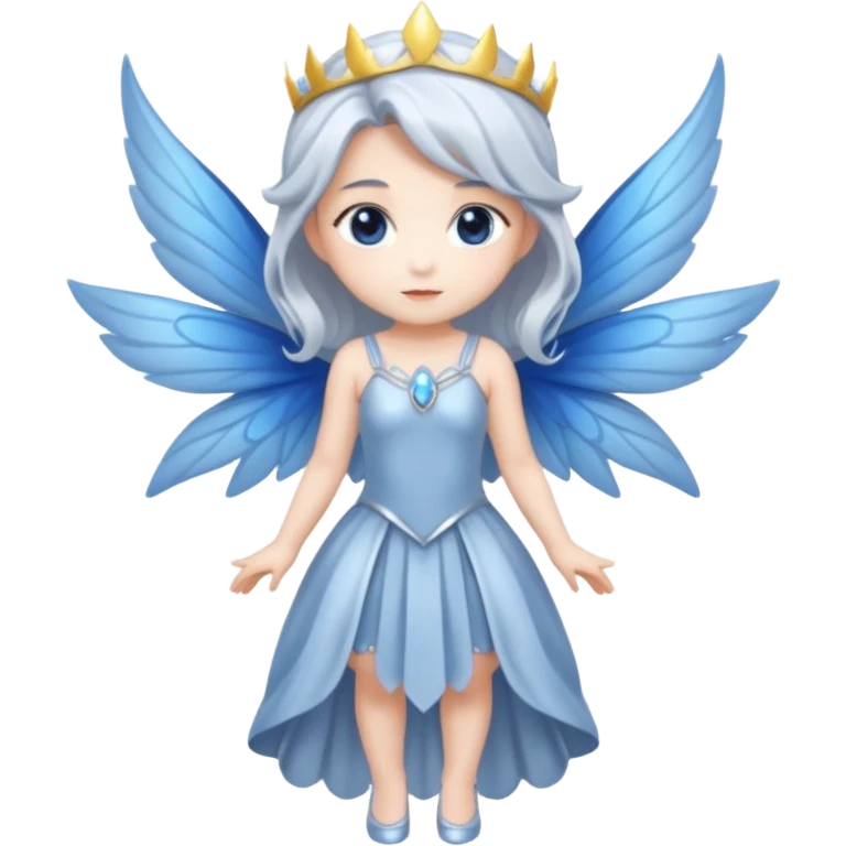  moon-fairy-queen-–-silver-hair,-blue-wings, chibi full body emoji