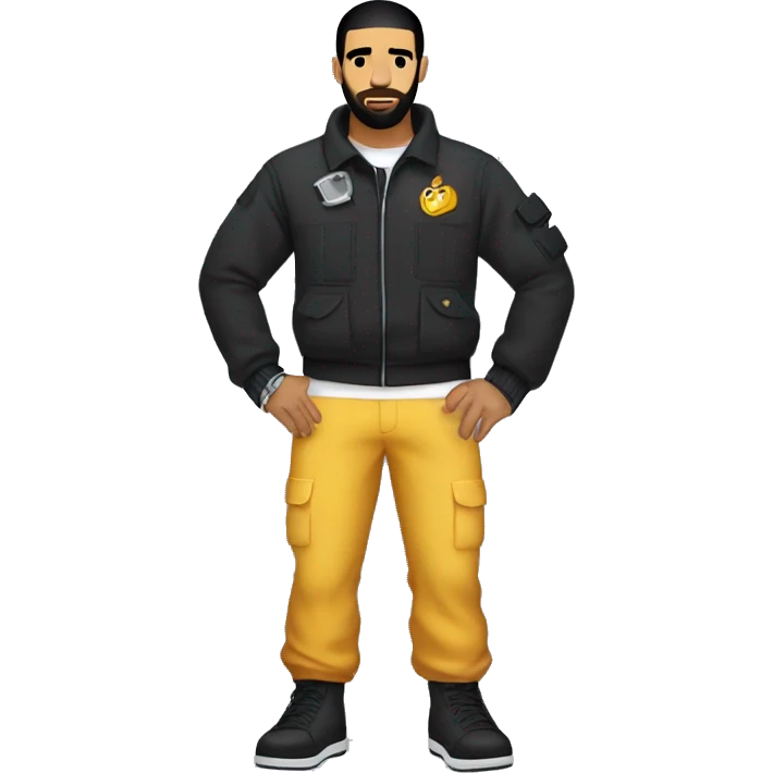 drake standing facing back and he has a jumpsuit on with his arms behind his back with handcuffs - transparent bakground emoji
