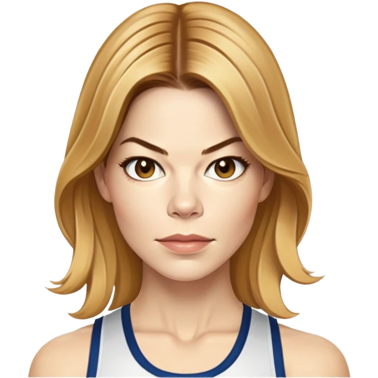 Michelle Monaghan running, female actress with honey blonde hair emoji