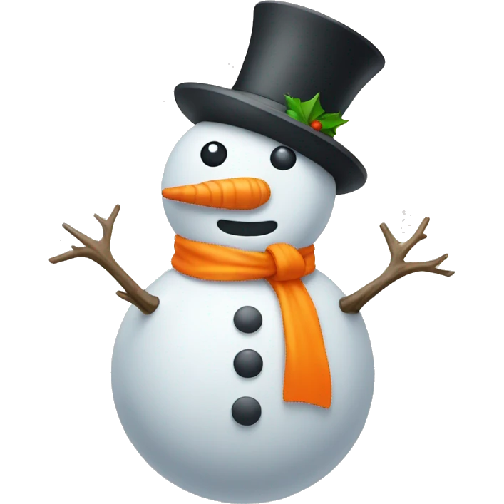 Snowman with a orange bow emoji