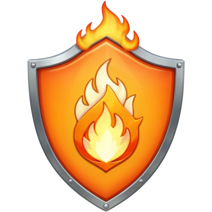 White gold shield with flame emoji