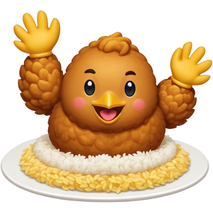 chicken dancing on top of rice (a chicken rice emoji) emoji
