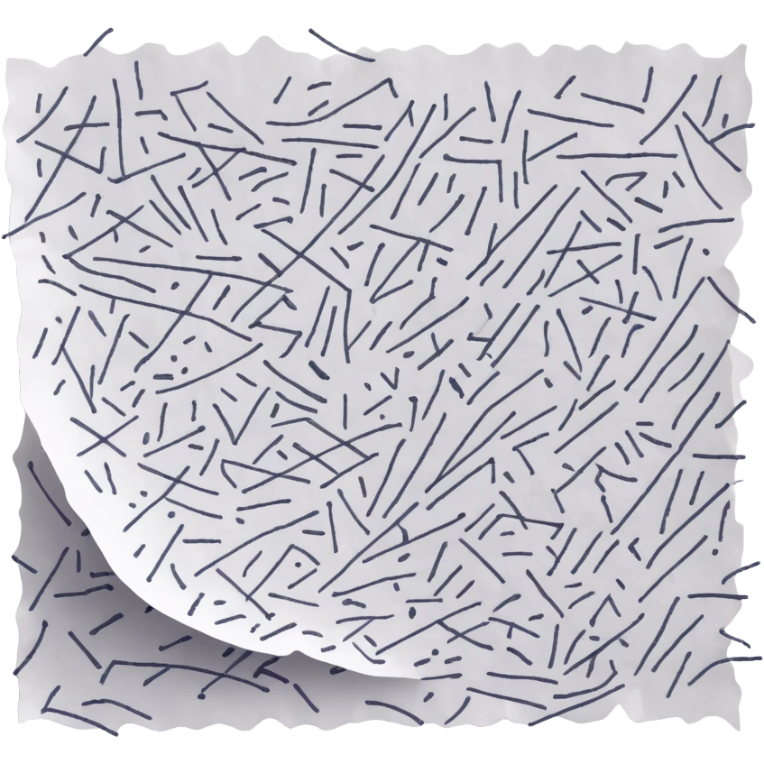 A piece of paper covered in chaotic, random black scribbles. The lines are so dense that most of the paper looks almost black from over-scribbling. Drawn with a pen or pencil emoji