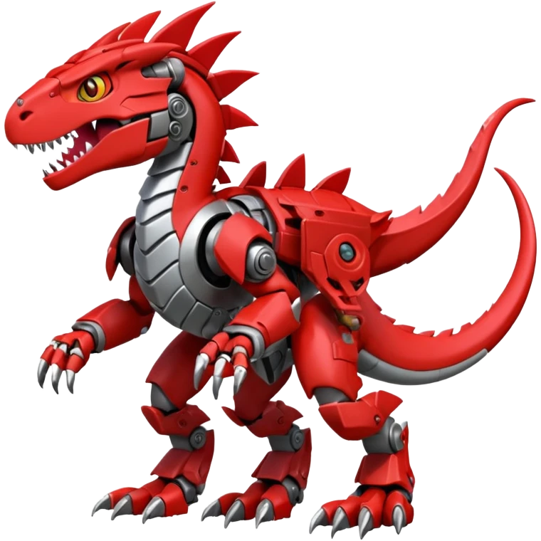 Cool Edgy Digimon-Fakemon-Guilmon-Velociraptor-Dragon-Mecha full body emoji