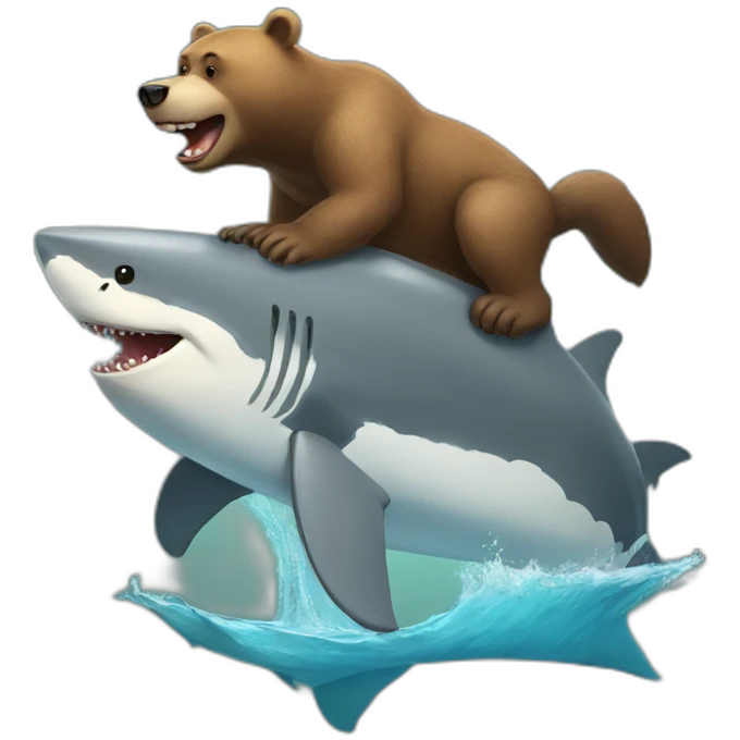 bear riding a shark emoji