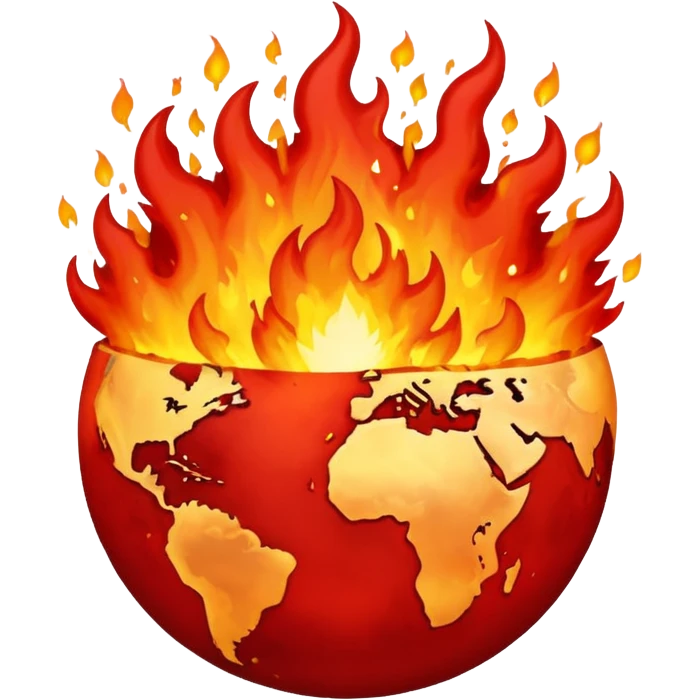Make it red and on fire Exploding earth emoji