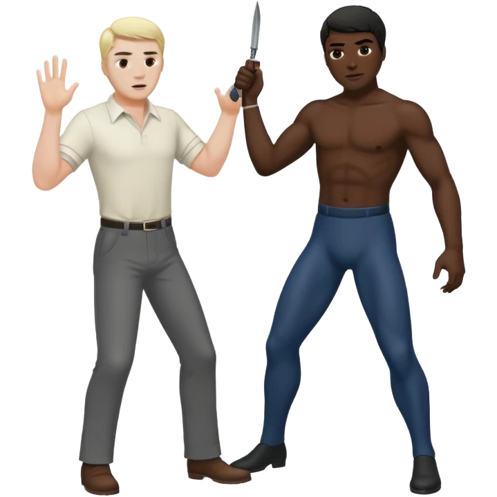 A white guy whipping a black guy emoji