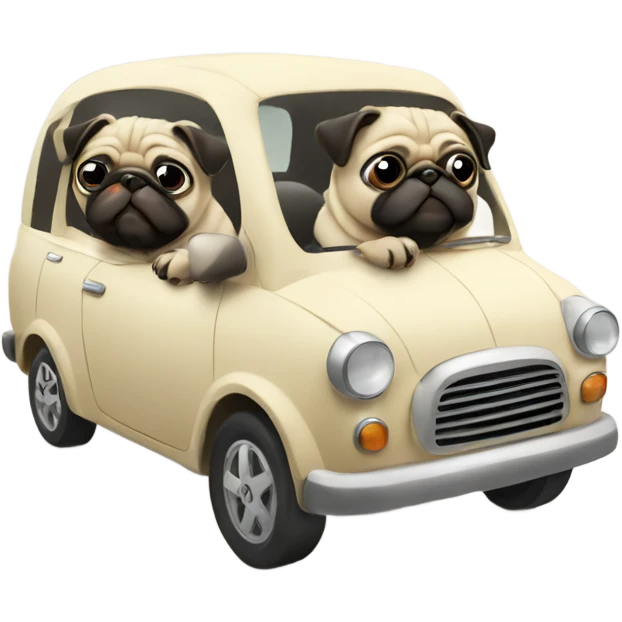 2 pugs in a car emoji