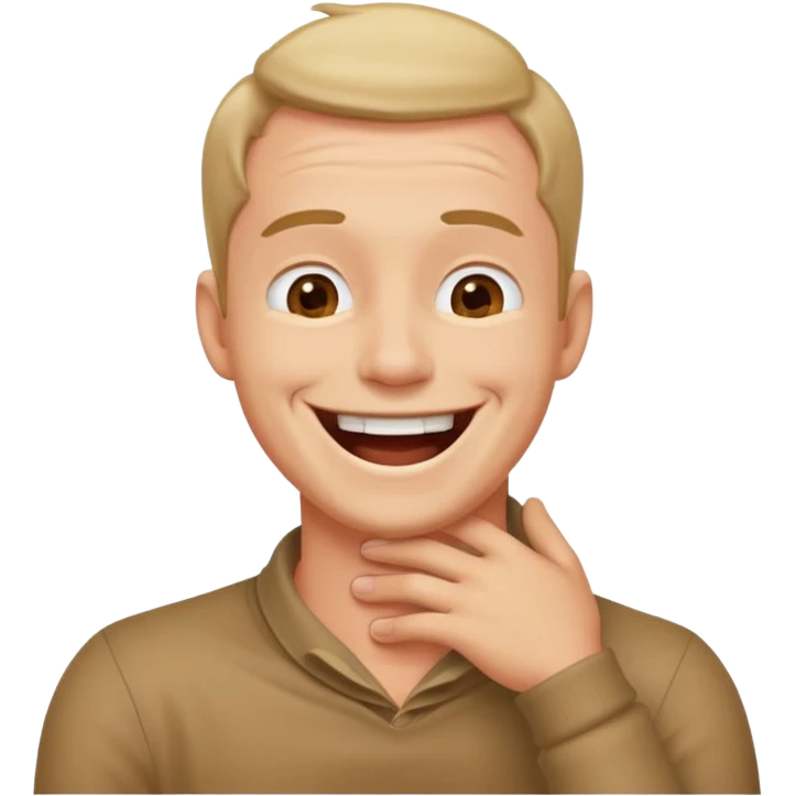 a man holding his neck while laughing  emoji