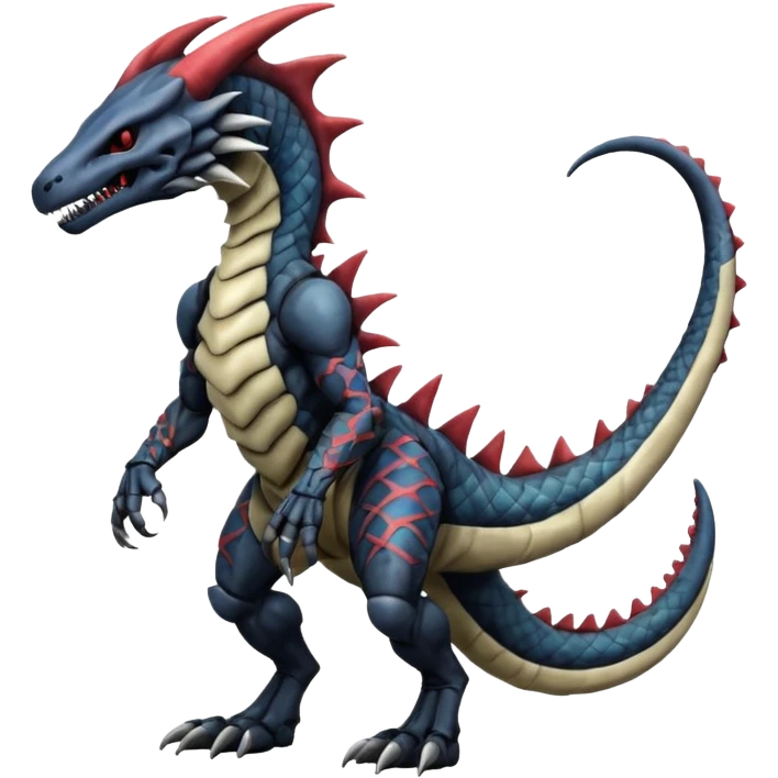 Marowak-Sergal-Salandit-Xenomorph-hybrid-fantasy-creature (full body) with colored scale pattern markings emoji