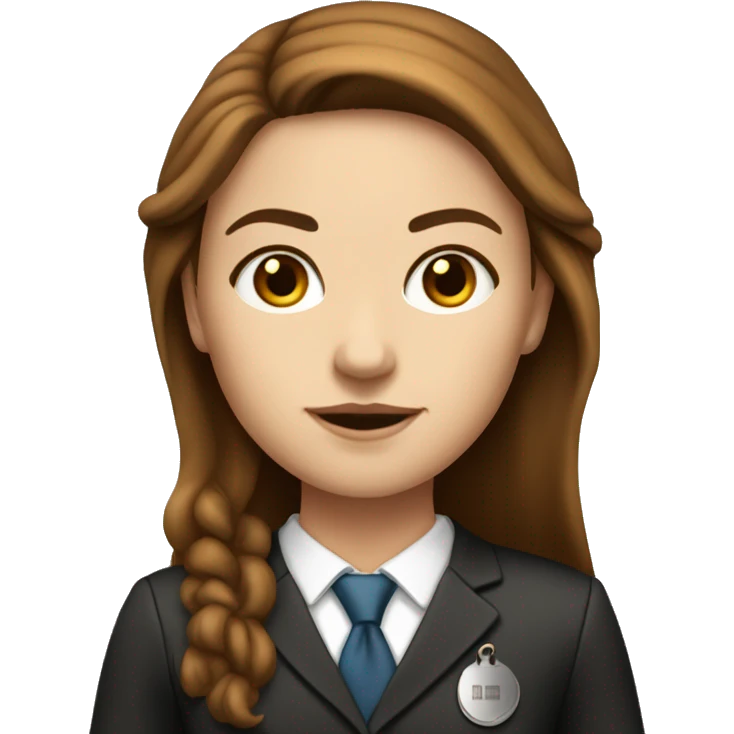 white-girl-with-long-brown-hair-lawyer and notepad emoji