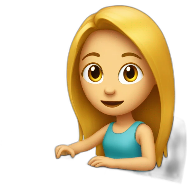 a girl sitting behind a computer, hacking it emoji
