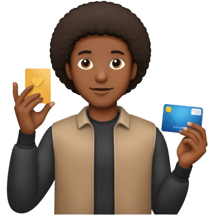 black man holding a card up in one hand emoji