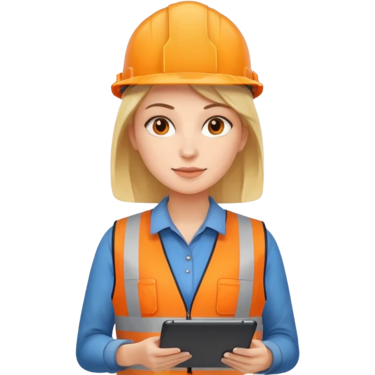 worker woman wearing orange west holding a tablet emoji