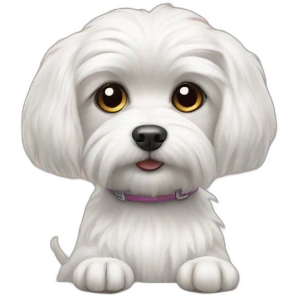 maltese dog with paws on keyboard emoji