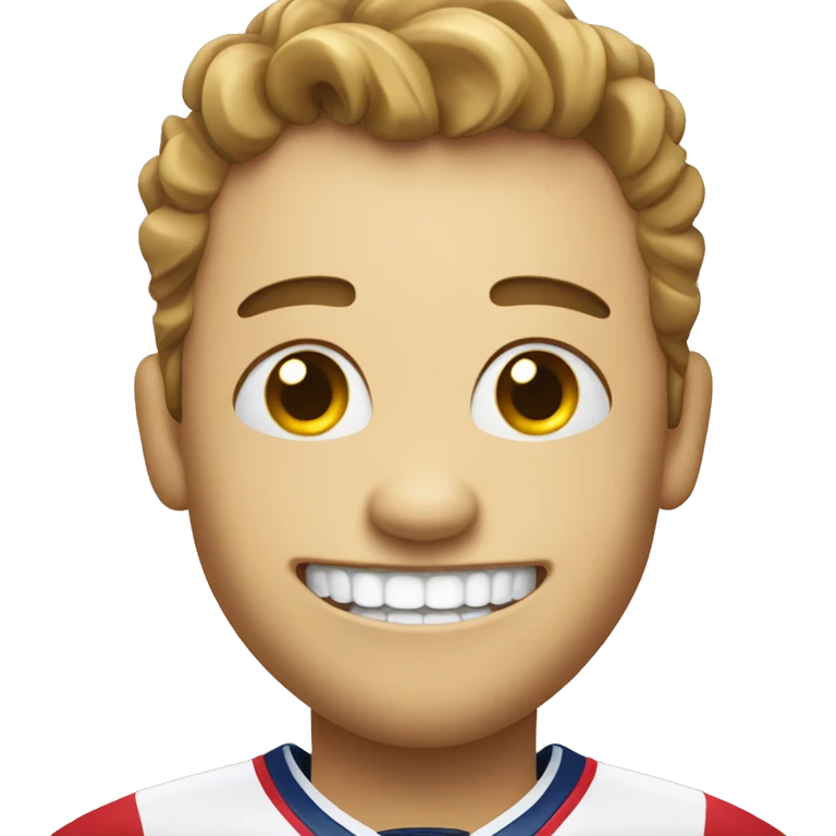 Smiley hockey player with missing tooth emoji