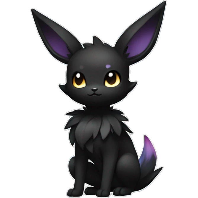 Dark Black Edgy Kawaii Eeveelution-Cute-Pokémon-fusion full body emoji