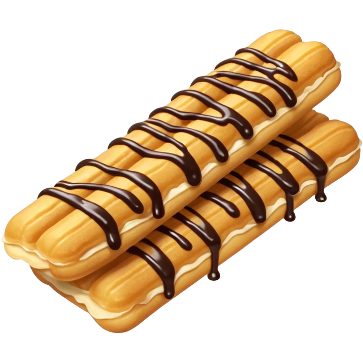 Add chocolate drizzle on top of the crispy golden churros emoji