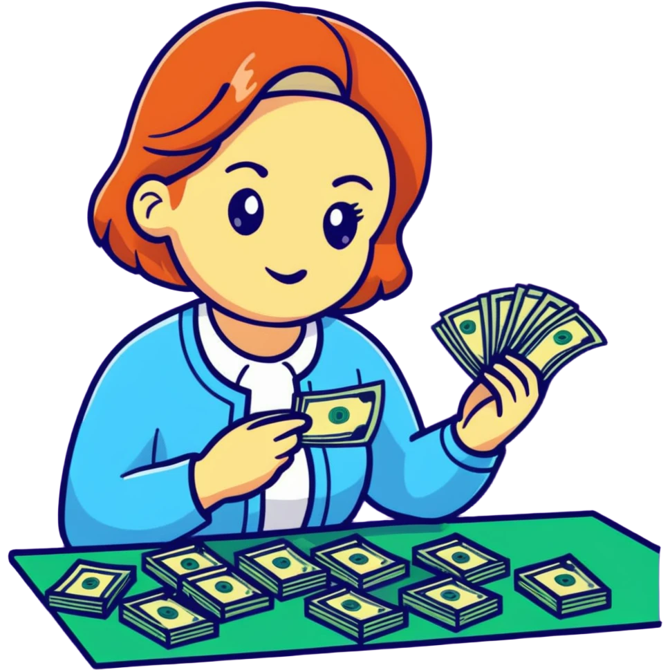 yellow woman counting money emoji