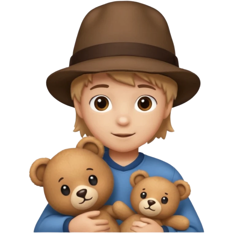 kid wearing hat with teddy bear  emoji